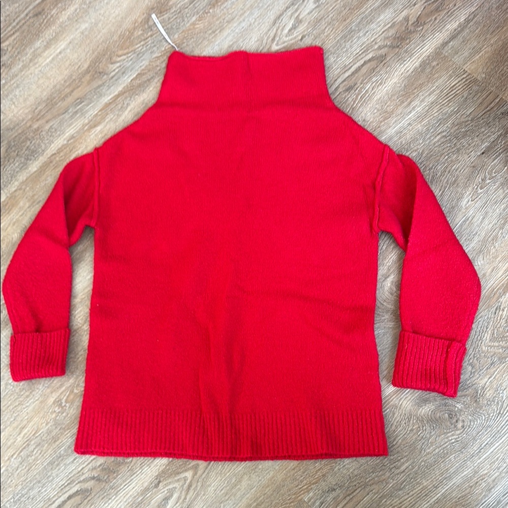 John + Jenn Red Cowl Turtleneck Sweater
